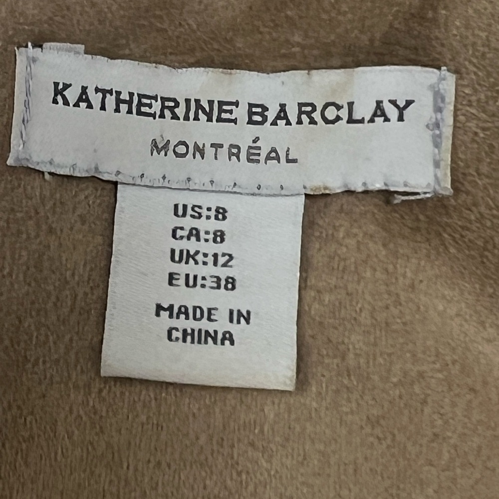 Katherine Barclay Montreal Elegant Beige Vegan Suede Cap Sleeve Dress size 8 - Picture 5 of 8